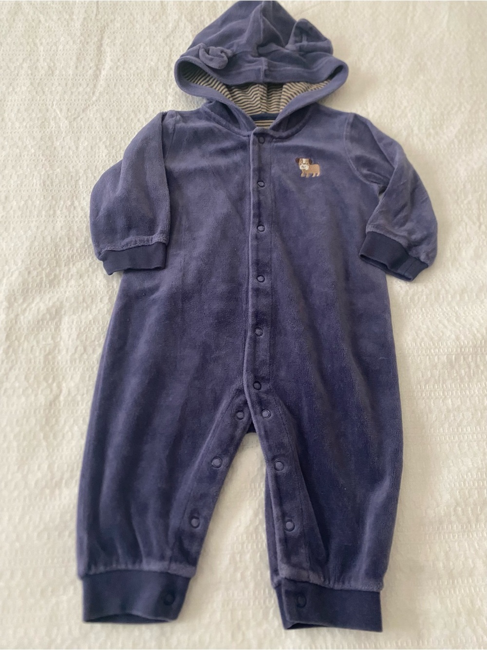 Carter's Plush Hooded One-Piece Footie in Navy Purple